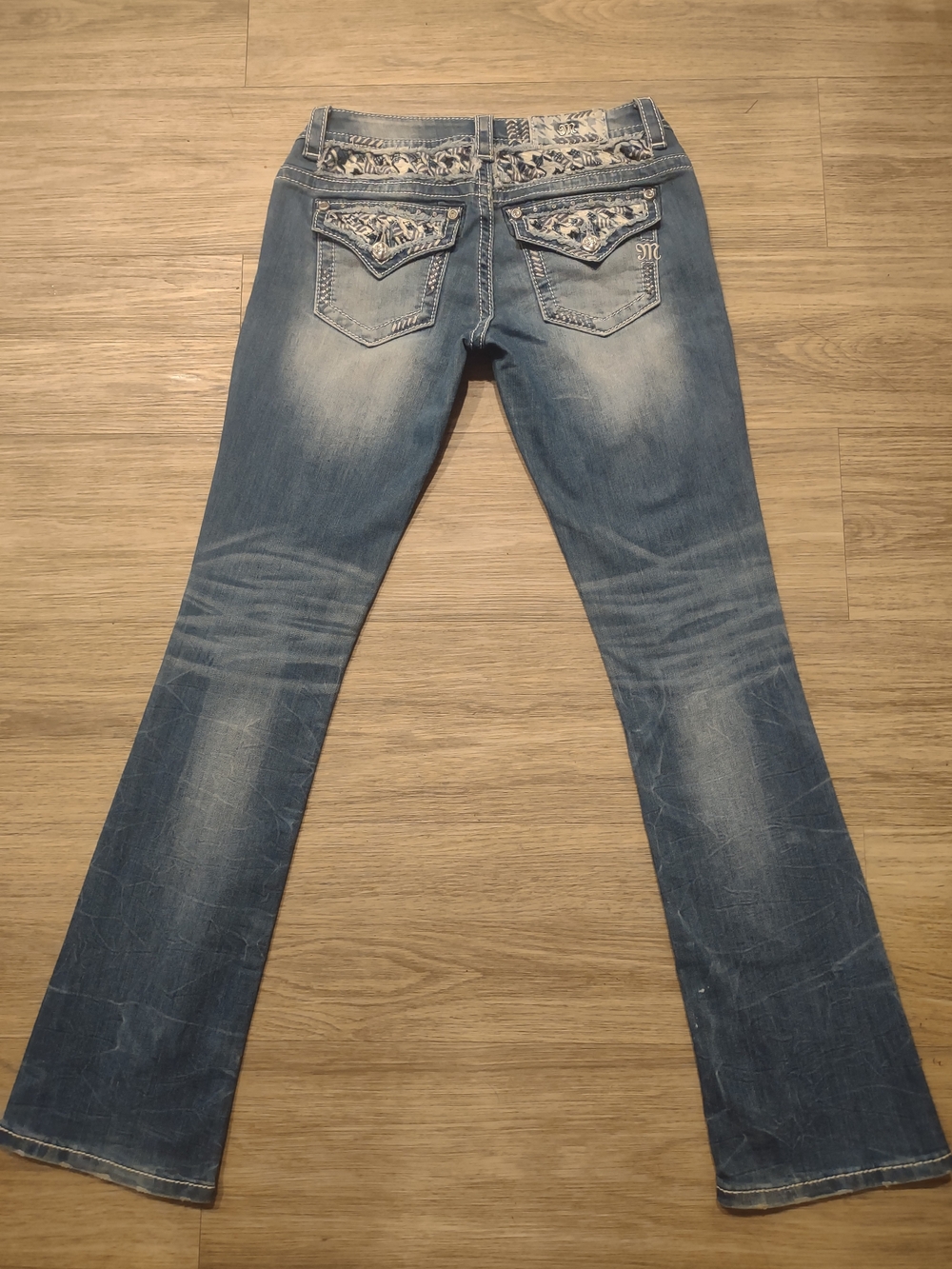 Miss Me Light Blue Embroidered Flare Jeans